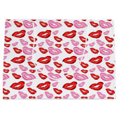 Roze en rode lippenstift prints groot cadeauzakje (Voorkant)