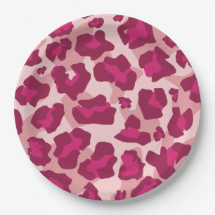 Roze en rode luipaard dierlijke print papieren bordje