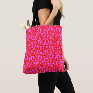 Roze en rode luipaardprintpatroon draagtas