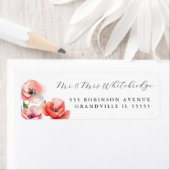 Roze en rode papaver Adres Etiket (Insitu)