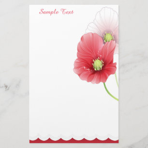 Roze en rode papaver briefpapier