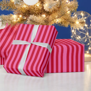 Roze en rode pepermuntstrepen cadeaupapier