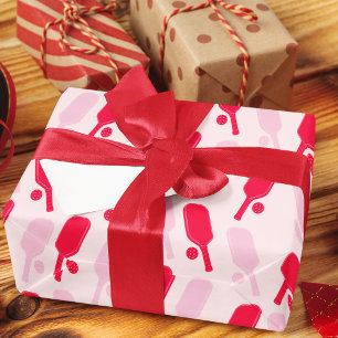 Roze en rode Pickleball Gebloemd Cadeaupapier