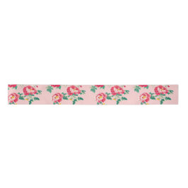 Roze en rode pioenroos Chinoiserie Floral Lint