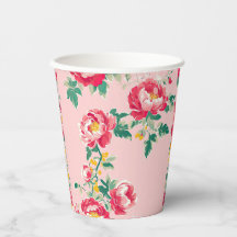 Roze en rode pioenroos Chinoiserie Floral