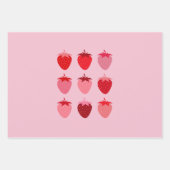 Roze en rode preppy esthetische aardbeien inpakpapier vel (Voorkant)