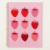 Roze en rode preppy esthetische aardbeien planner (Voorkant)