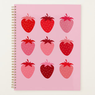 Roze en rode preppy esthetische aardbeien planner
