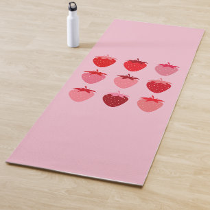 Roze en rode preppy esthetische aardbeien yogamat