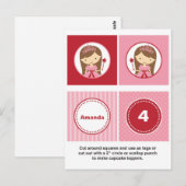 Roze en rode prinses Cupcake Toppers Briefkaart (Voorkant / Achterkant)
