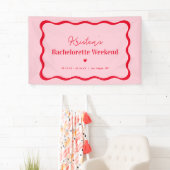 Roze en Rode Retro Bachelorette Party Spandoek (Insitu)
