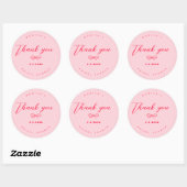 Roze en rode retro boog dank u ronde sticker (Vel)