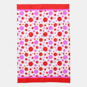 Roze en rode retro cirkels en stippen theedoek (Verticaal)