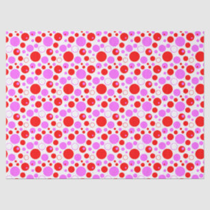 Roze en Rode Retro Cirkels en Stippen Tissuepapier