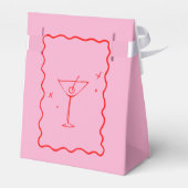 Roze en Rode Retro Golflijn Bruidsdouche Bedankdoosjes (Achterkant)