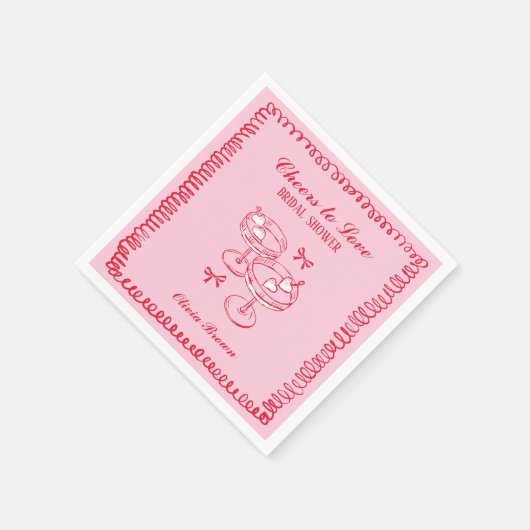 Roze en Rode Retro Hand getrokken Vrijgezellenfees Servet (Hoek)