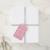 Roze en Rode Retro Handgetekende Bruidsdouche Cadeaulabel (Met Touw)