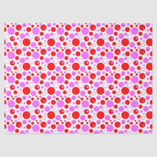 Roze en rode retroscellen en pooldots tissuepapier (Voorkant)