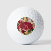 Roze en Rode Rozen Bloemen Custom Monogram Golfballen (Voorkant)