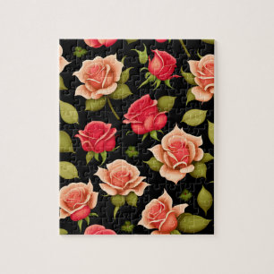 Roze en Rode Rozen Bloemen Legpuzzel