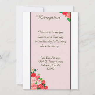 Roze en rode rozen Floral 3.5x7 Receptie Kaart