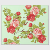 Roze en rode rozen, met aangepaste namen voor het  cadeaupapier (Vlak)