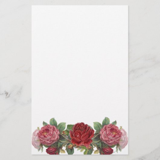  Roze en Rode Rozen Stationery Briefpapier (Voorkant)