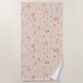 Roze en Rode Schets Bachelorette Weekend Party Strandlaken (Voorkant)