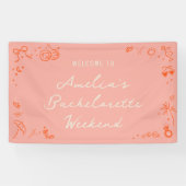 Roze en Rode Schets Bachelorette Weekend Welkom Spandoek (Horizontaal)