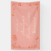 Roze en Rode Schets Bachelorette Weekend Welkom Spandoek (Verticaal)