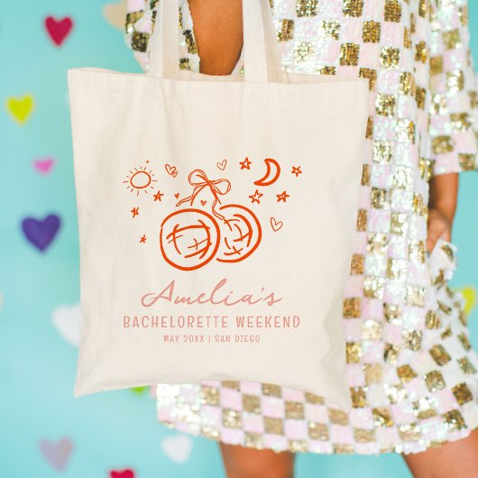 Roze en Rode Schets Disco Bachelorette-weekend Tote Bag