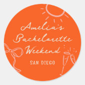 Roze en Rode Schets Meisjesuitstap Weekend Feestje Ronde Sticker (Voorkant)