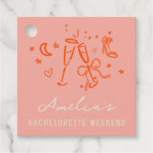 Roze en Rode Schets Meisjesweekend Feest Bedankjes Labels (Voorkant)