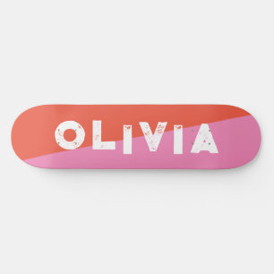 Roze en rode skateboard retro split