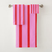 Roze en rode strepen bad handdoek (Insitu)