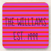 roze en rode strepen drankjes onderzetter (Voorkant)