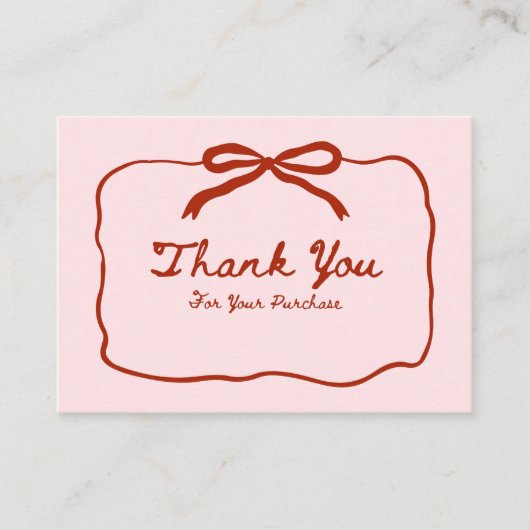 Roze en rode strik Bedankt voor uw bestelling Visitekaartje (Voorkant)