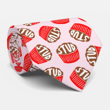 Roze en Rode Stud Muffin Valentijn Stropdas