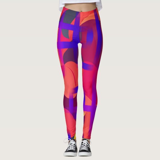 Roze en rode tie kleurstof Leggings (Voorkant)