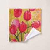 Roze en Rode Tulp-opstelling Bad Handdoek (Wasdoekje)