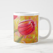 Roze en rode Tulpen schilderen Extra Grote Beker (Rechts)