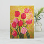 Roze en Rode Tulpenschilderij   Kaart (Staand voorkant)