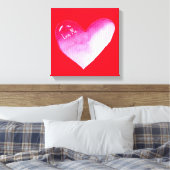 Roze en rode waterverf pop valentijn canvas afdruk (Insitu (Slaapkamer))