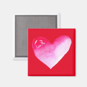 Roze en rode waterverf pop valentijn magneet (Voorkant / Achterkant)