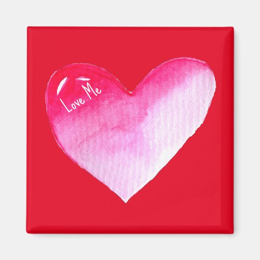 Roze en rode waterverf pop valentijn magneet (Voorkant)