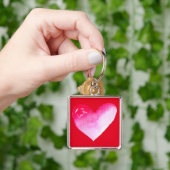 Roze en rode waterverf pop valentijn sleutelhanger (Hand)