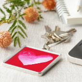 Roze en rode waterverf pop valentijn sleutelhanger (Zijkant)