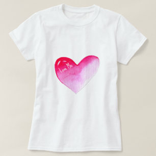 Roze en rode waterverf pop valentijn t-shirt
