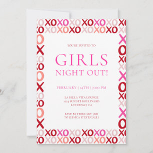 Roze en Rode XOXO Meisjes uitstapje Galentine's da Kaart