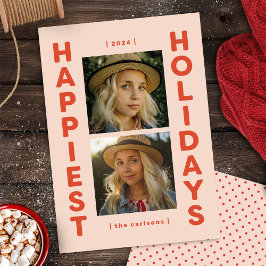 Roze en Rood 2 Foto Vakantie Foto Kerstmis Kaart